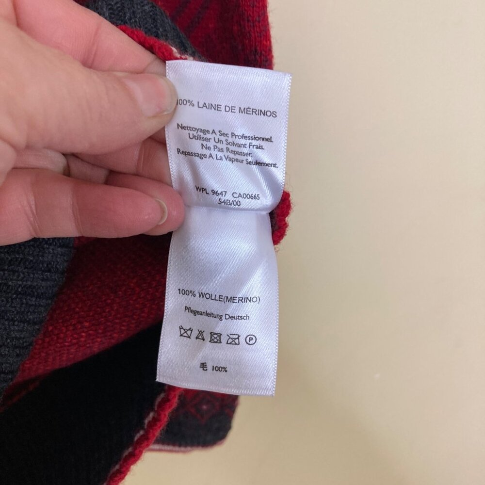 Eddie Bauer Womens Red & Gray Nordic Full-Zip Cardigan Sweater Small Merino Wool - Picture 11 of 13